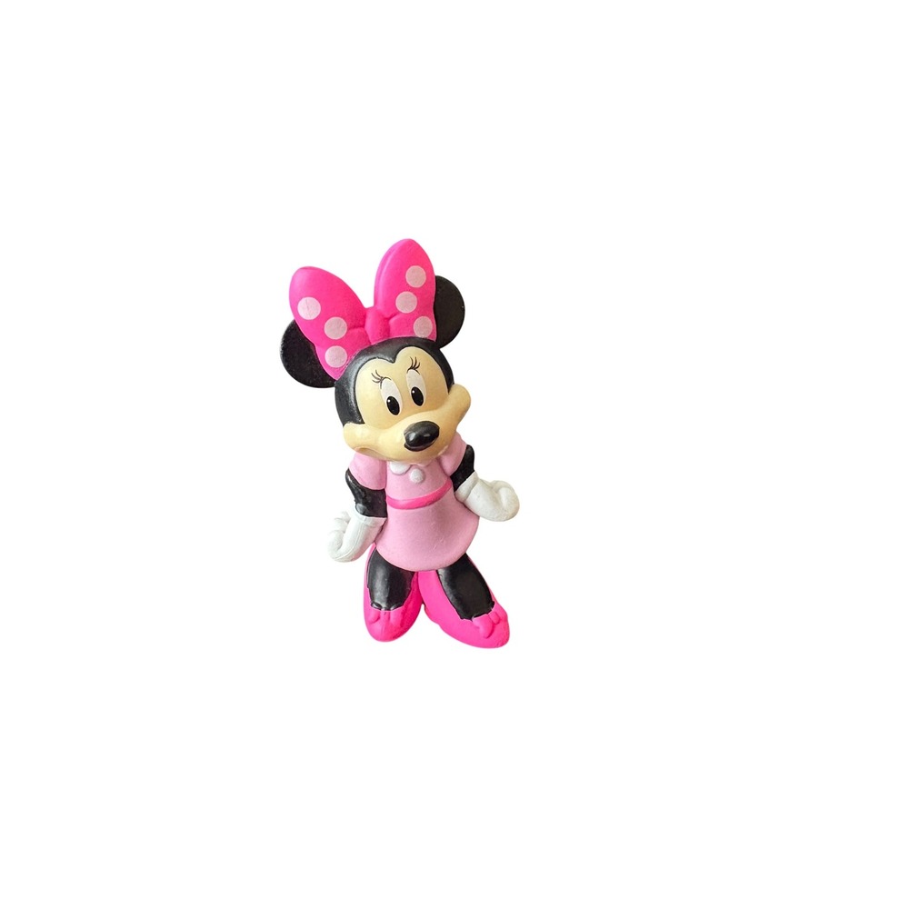 Disney Minnie Mouse PVC Figure Pink Dress Polka Dot Bow Jakks Pacific 2.5"